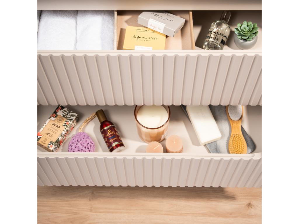 Nobellea Cashmere and White KRZB72007 160cm Double Vanity Unit with Laundry Basket