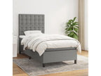 Upholstered bed base with mattress, Dark Grey, 90x200 cm, Fabric HQRG59014