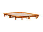 Bed frame without mattress, brown wax finish, 120x200cm, solid pine wood, AVNY13907