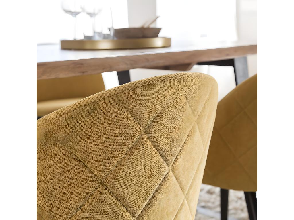 Nobellea mustard yellow fabric and metal chair, set of 2 OYAY02201