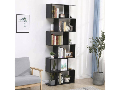 Boisona Bookshelf, Office Bookcase, Made in Italy, 80x25x192 cm, Slate Finish, DVDJ59170