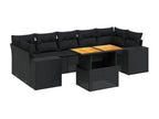 8-piece garden furniture set with cushions, black resin wicker, JQXH96476