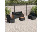 8-piece garden furniture set with cushions, black woven resin BWOE05435