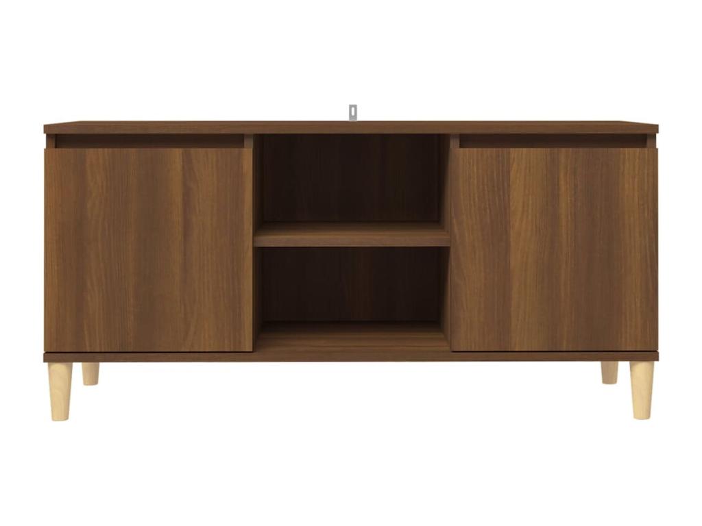 TV stand with solid wood legs, brown oak, 103.5x35x50 cm, XOGU91870