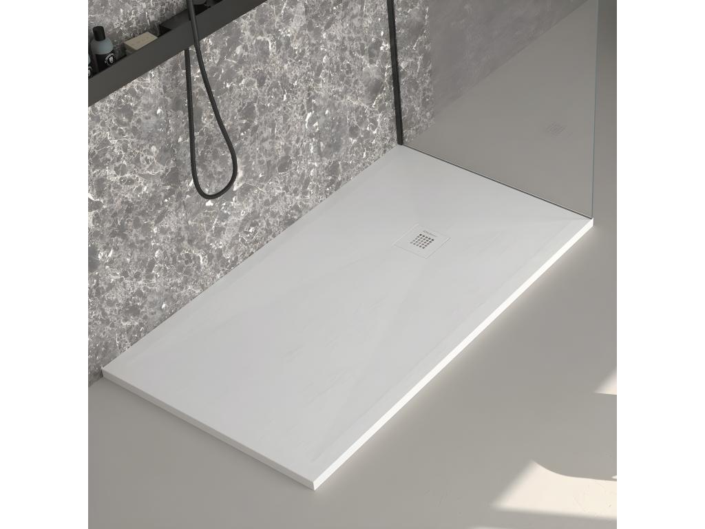 Boisona white slate finish shower tray with colored grate - 200x100 cm QTLR81484