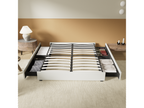 140x200 cm bed with drawers, wooden slatted base, white fabric frame XIYJ88352