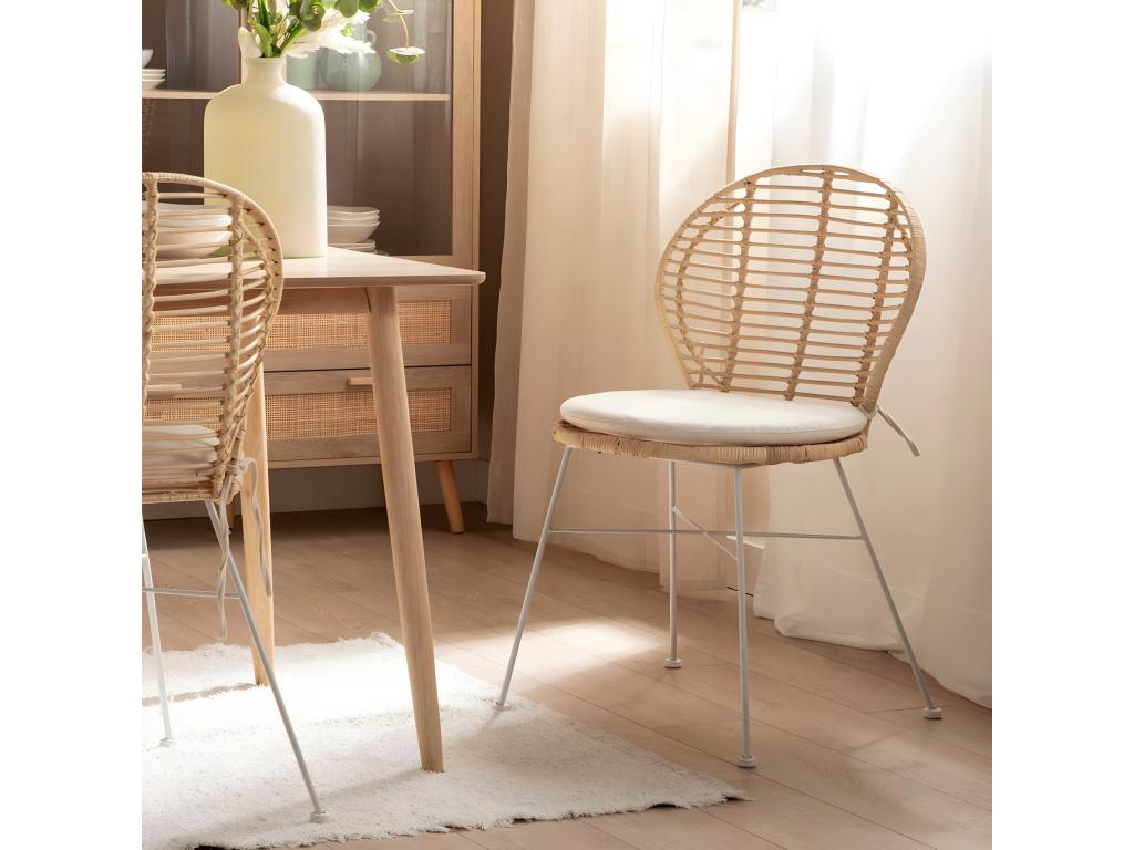 Outdoor chair in natural fiber, white, 51x89 cm - Nobelea EHEZ27391