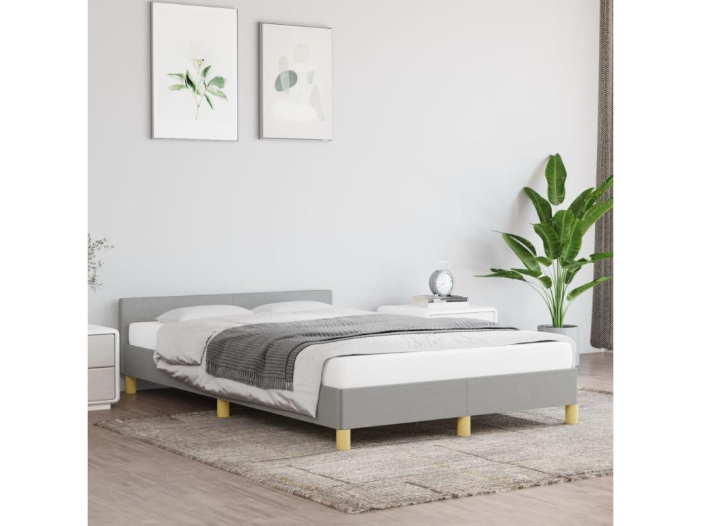 Bed with headboard, light grey, 120x200 cm, fabric XENW78434