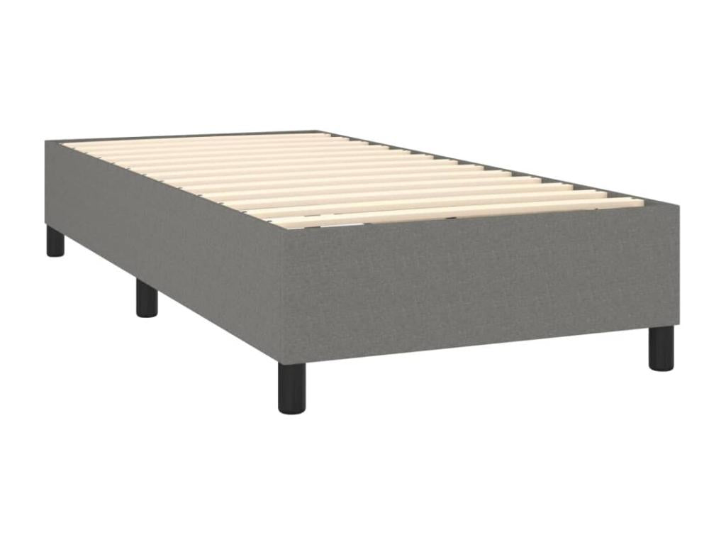 Upholstered bed base with mattress, Dark Grey, 90x200 cm, Fabric HQRG59014