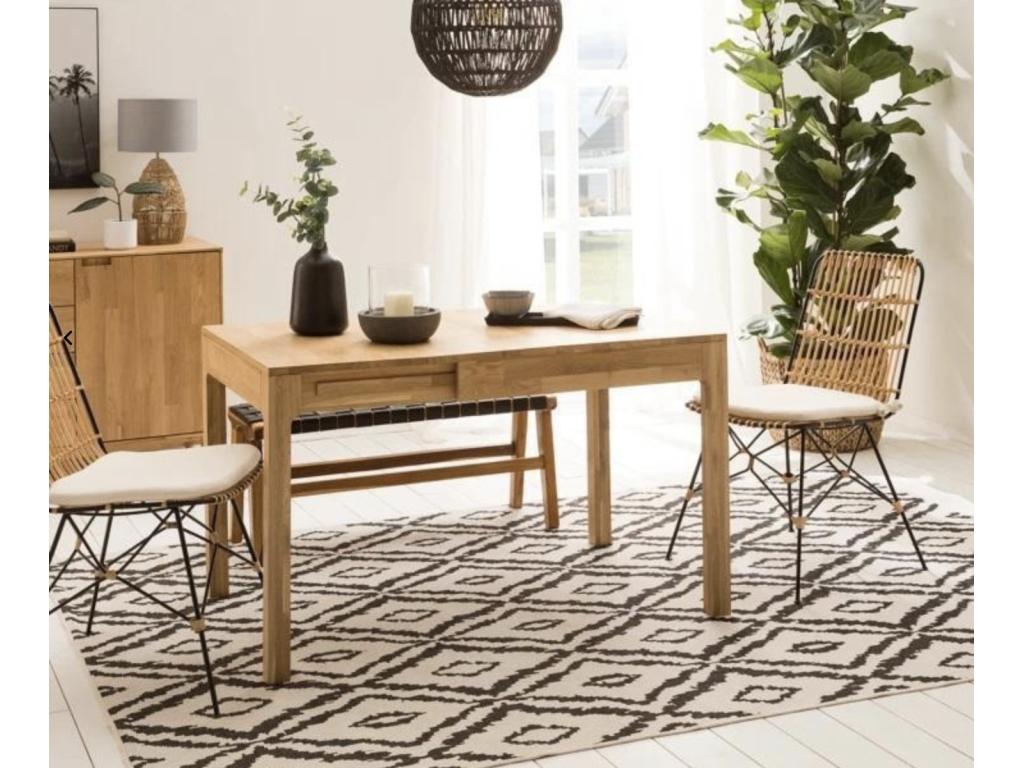 Boisona extendable table in solid oak wood, 140 to 180cm, TAHR38053