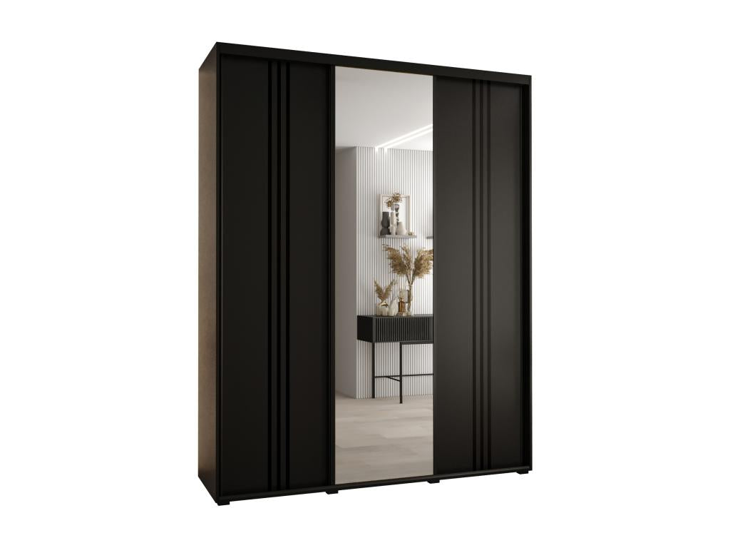 Nobellea 7 Sliding Door Wardrobe 235.2/190/45 3 Doors Black/Black/Black FWSA09636