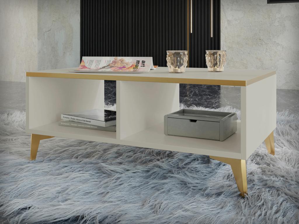 Boisona AD104 Gold Coffee Table - Beige 40x50x100cm Corner Laminate EUXI50738