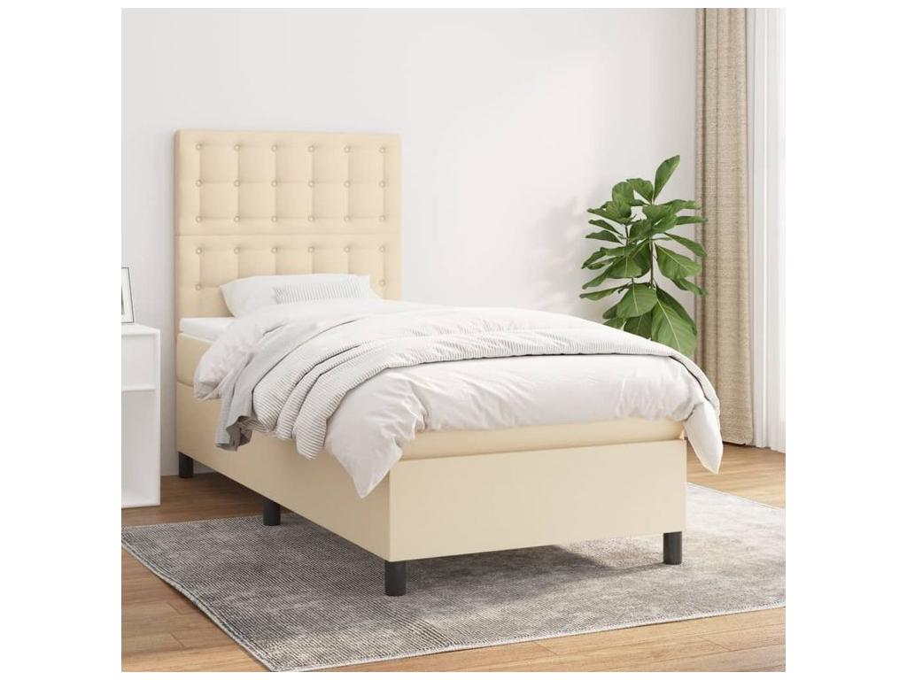 Boisona bed base with cream mattress 80x200 fabric YNPQ35421