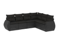 6-piece garden furniture set with cushions, black woven resin VANZ26214