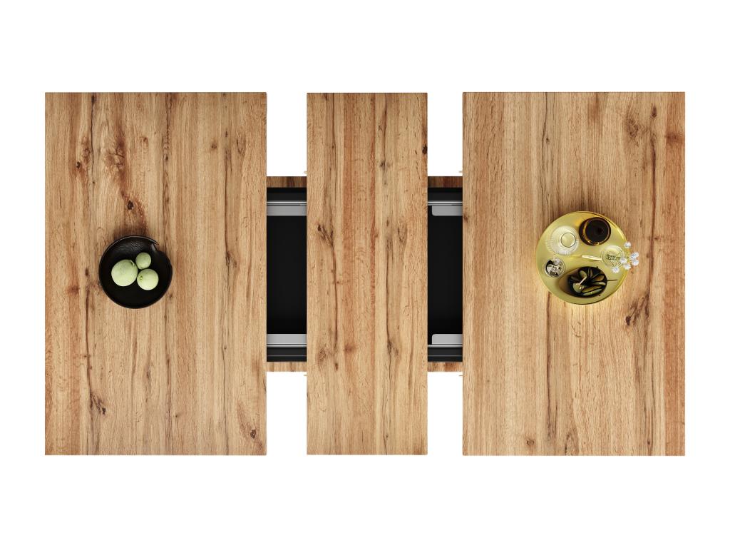 Extendable dining table for 4 to 6 place settings with 2 doors - 110/140x70x76 cm - MDF wood - for kitchen and living room - Natural BEOF21342