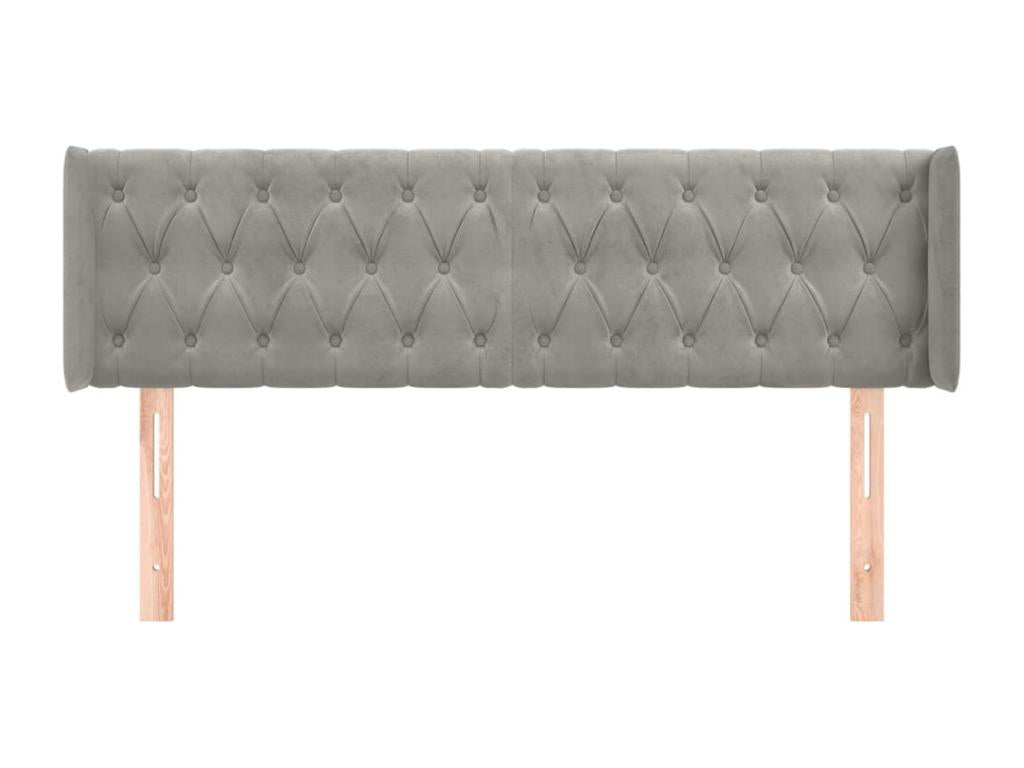 Headboard with wings, light grey, 163x16x78-88 cm, velvet, NWLN61411