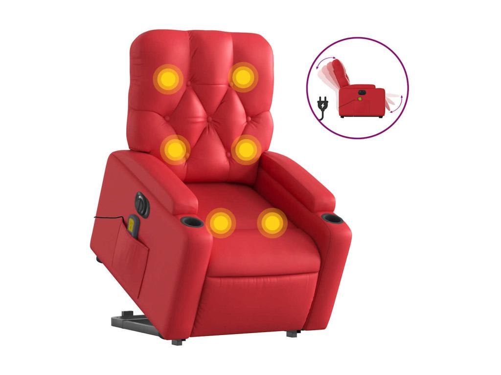 KKHI38361 Red Faux Leather Electric Reclining Massage Chair