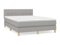 Upholstered bed base with mattress, light grey, 140x190cm, fabric QVXW39134