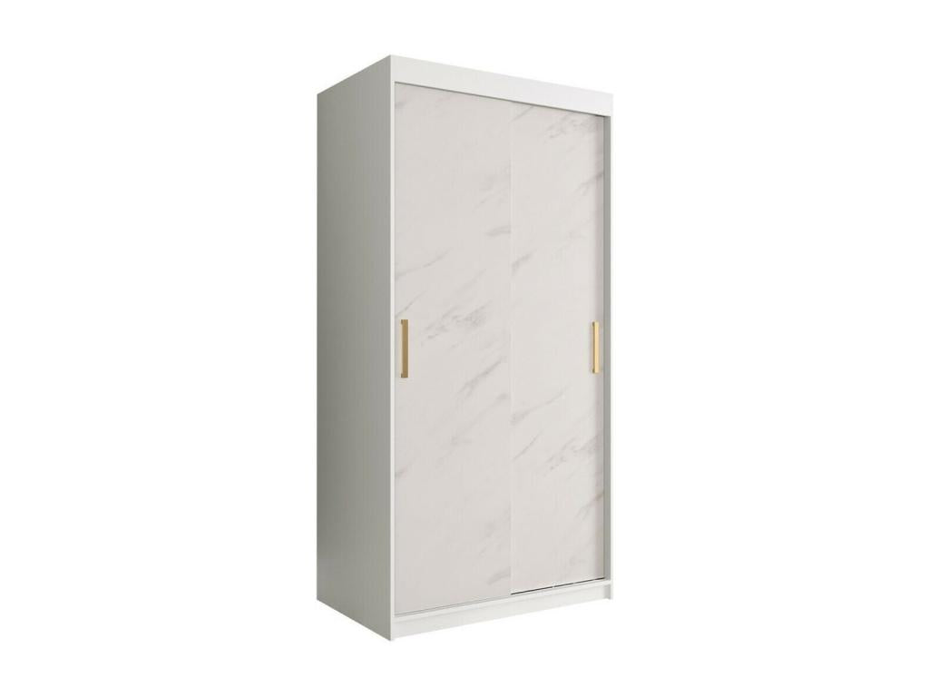 Boisona 246 White Marble Wardrobe - Matte White 200x100x62cm Sliding Wardrobe Doors AYOR94870