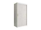 Boisona 246 White Marble Wardrobe - Matte White 200x100x62cm Sliding Wardrobe Doors AYOR94870