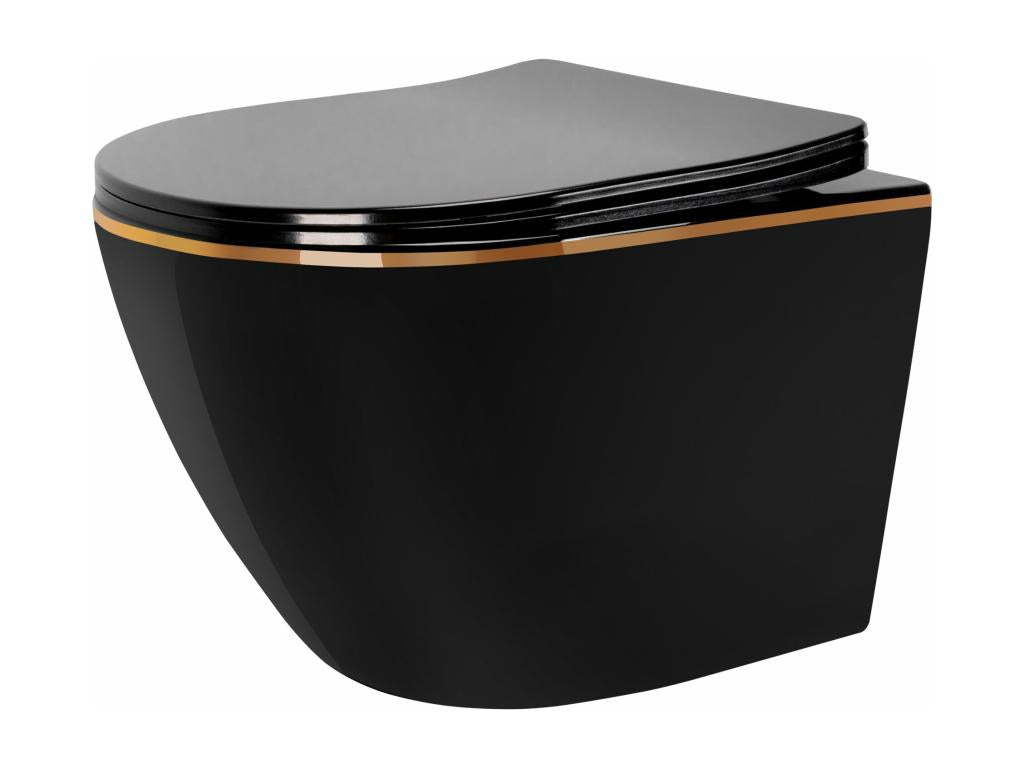 Suspended Toilet Bowl Boisona Mini Rimles Hard/Flat/Zm Czarno-Gold DMOY46182
