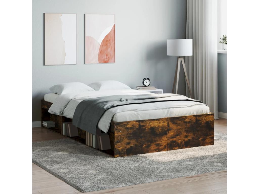 Bed frame without mattress, smoked oak, 120x200 cm TPBJ89564