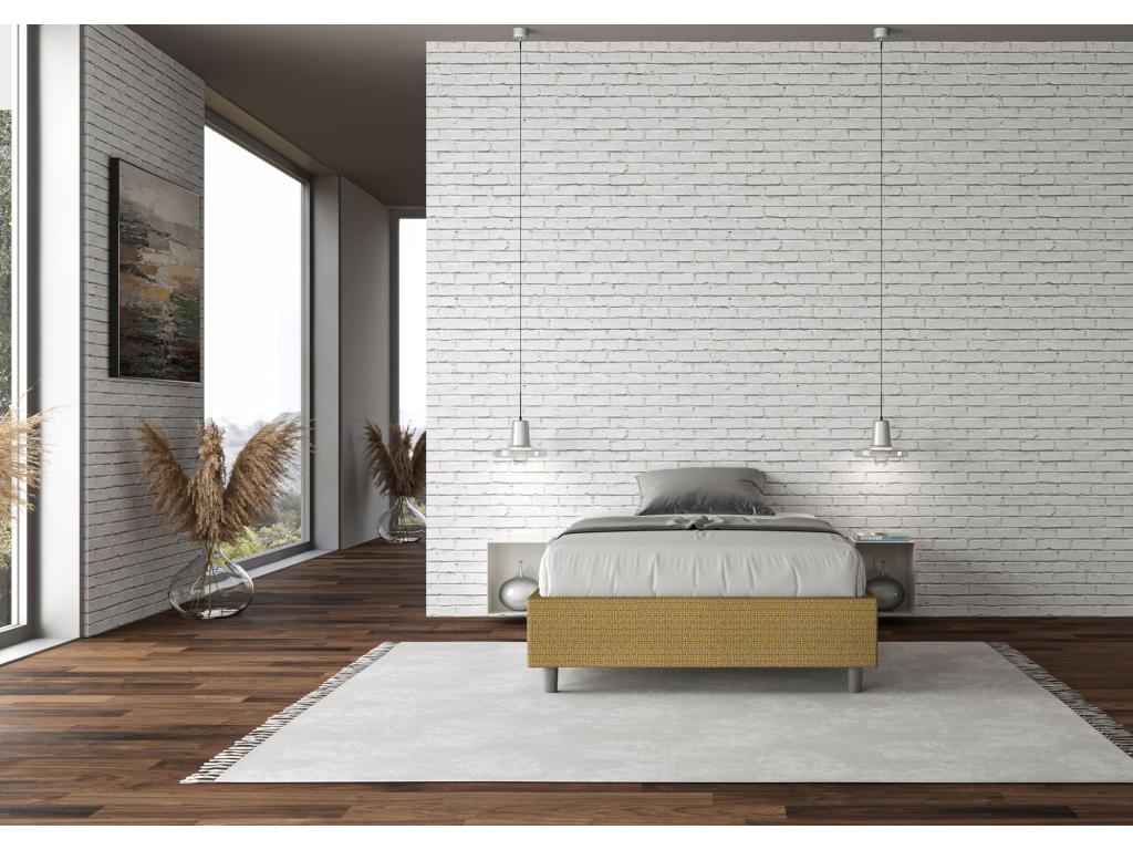 Single bed frame with storage, upholstered, 120x200 cm, Boisona 6 yellow fabric, Boisona GXBX35551