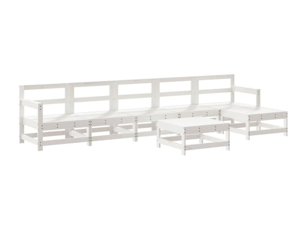 7-piece garden furniture set, white, solid pine wood, WQDI81131