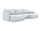 Convertible panoramic corner sofa in chenille fabric - light blue - Nobellea VSDH33600