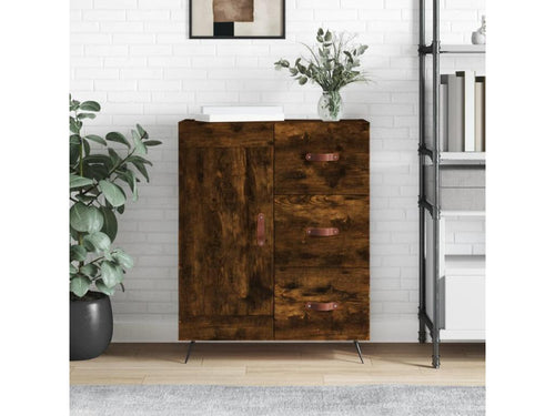 Smoked oak sideboard 69.5x34x90 cm engineered wood NIGU68737