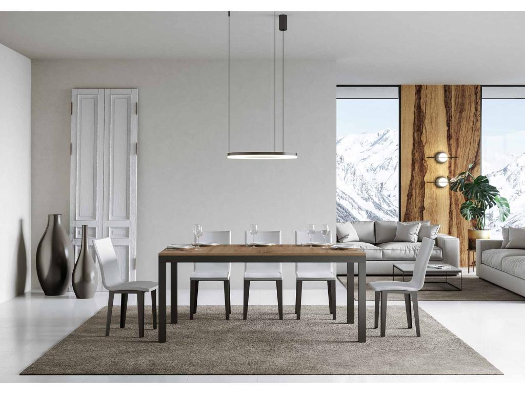 Extendable table 90x160/264 cm Boisona Natural Oak frame Anthracite FZVX18426