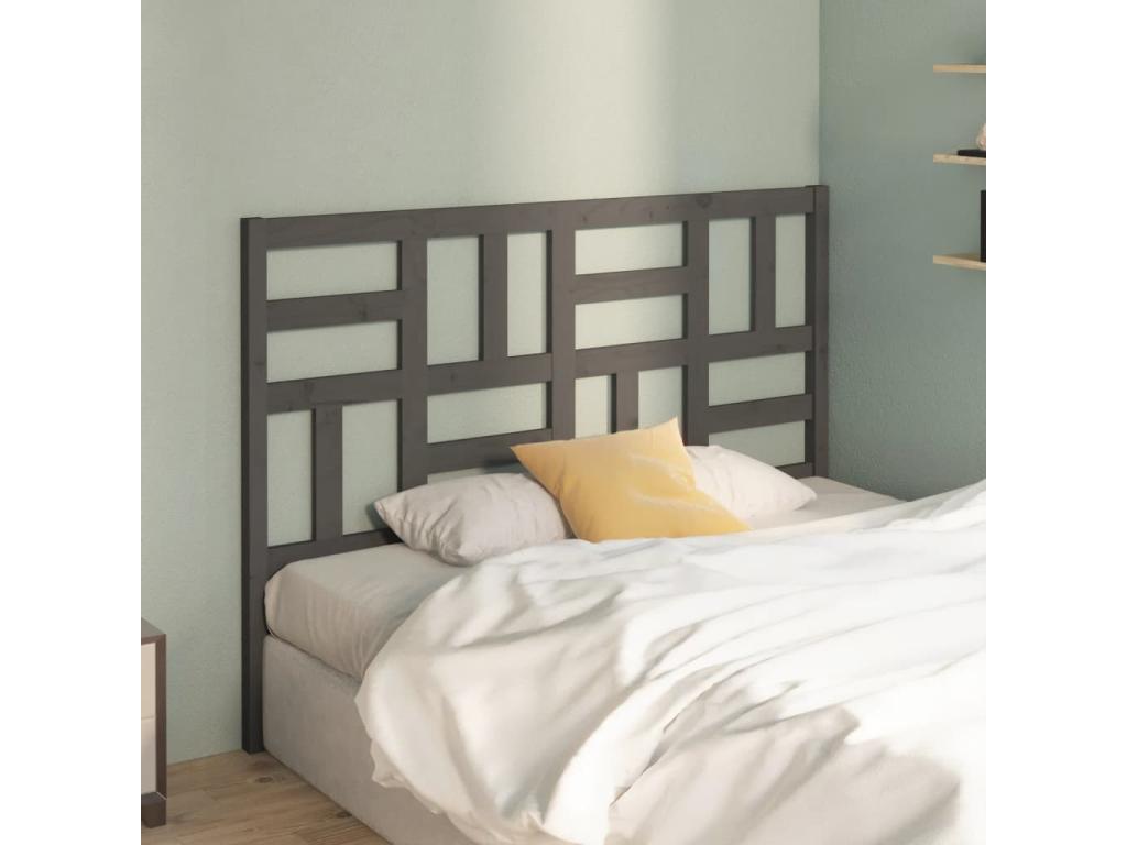 Grey Headboard 126x4x104 cm Solid Pine Wood TNCN75982