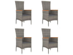Garden chairs with cushions, set of 4, woven resin, grey, SIEE44429