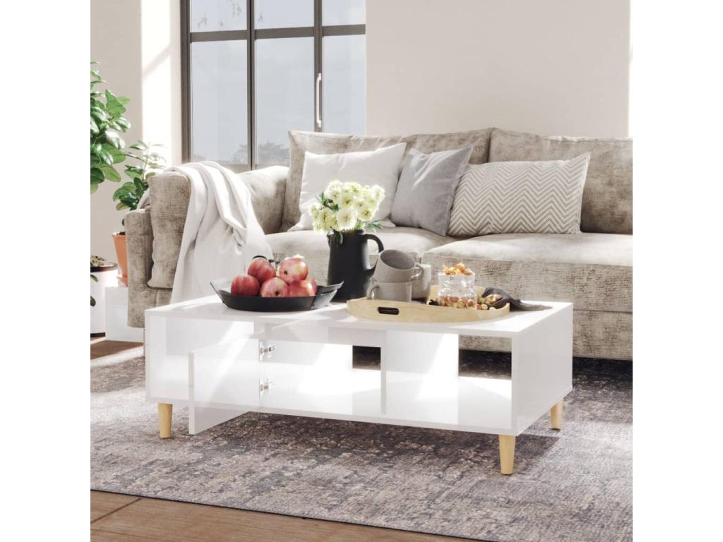 Coffee table, glossy white, 103.5x60x35 cm, chipboard, OZSU32706