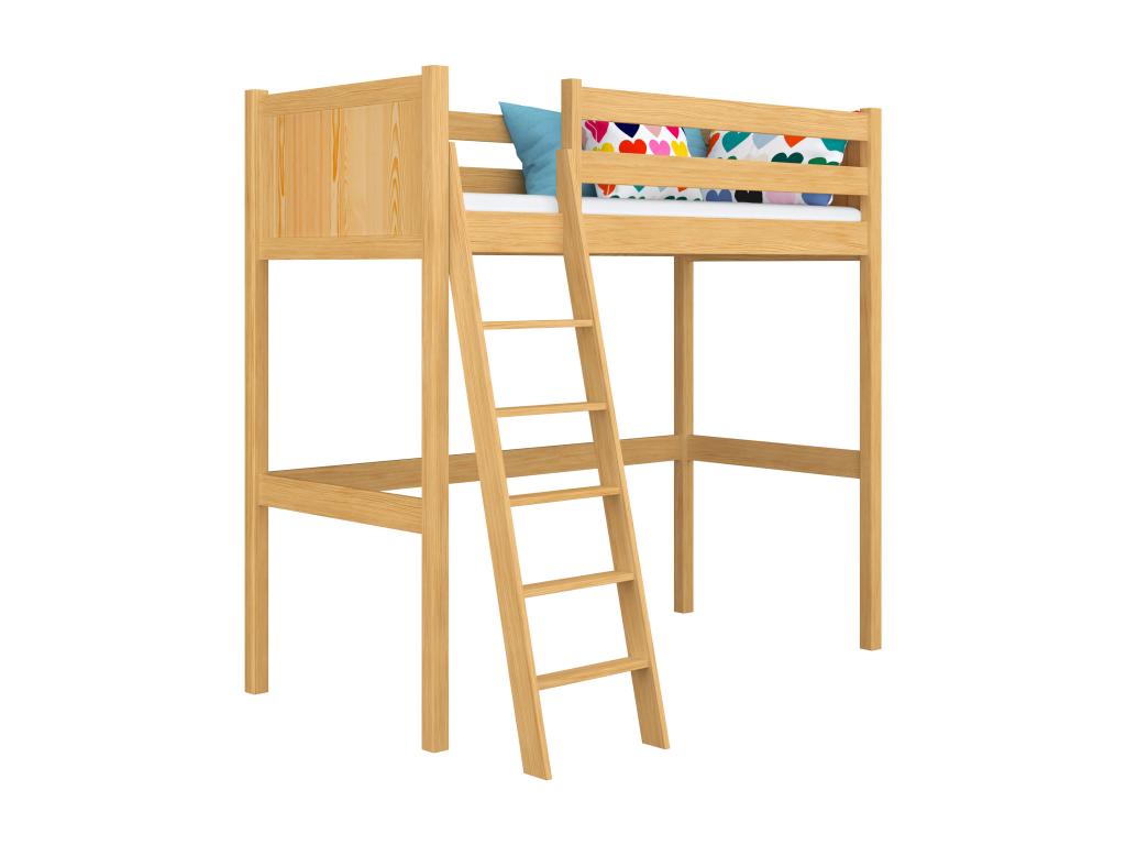Wooden loft bed N04 Natural Pine 120x190 DOVF08195