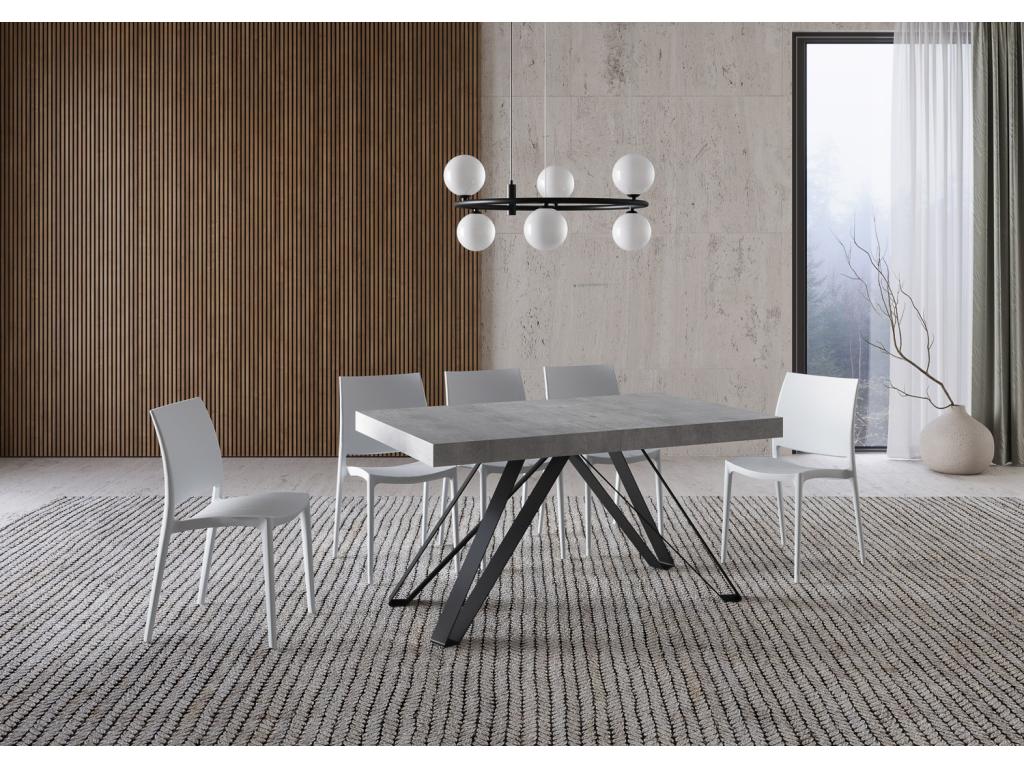Boisona extendable table 90x160/420 cm, concrete grey with anthracite legs XYII50942