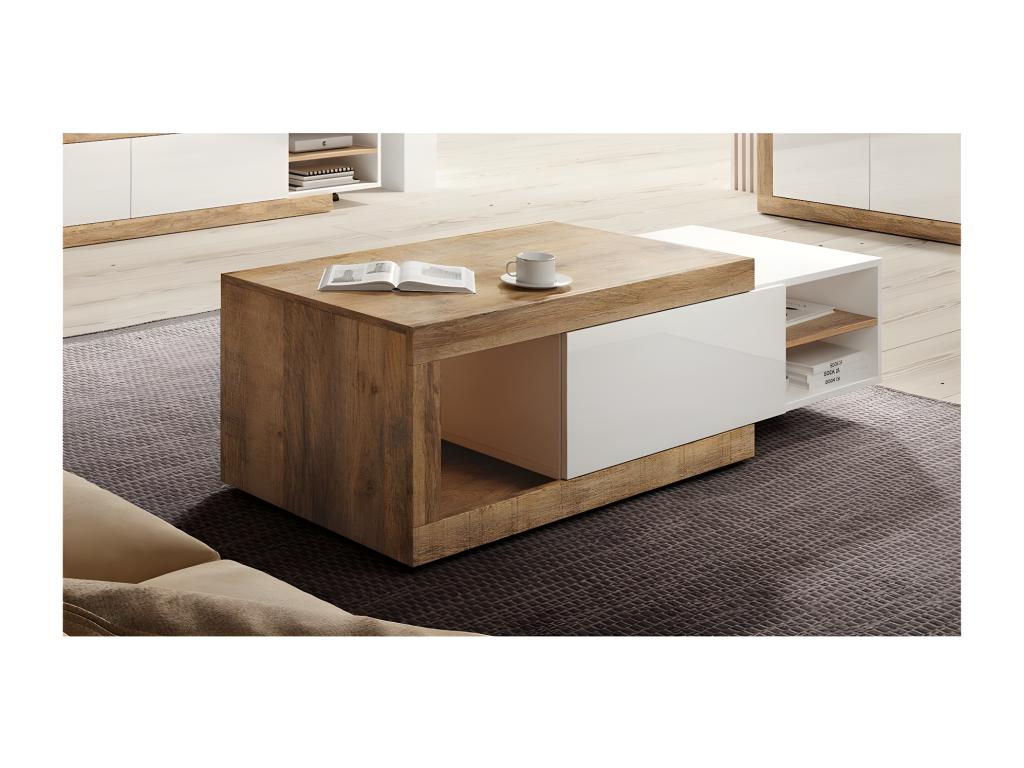 Nobellea Extendable Coffee Table – Dark Oak and Matte White PRHX42030