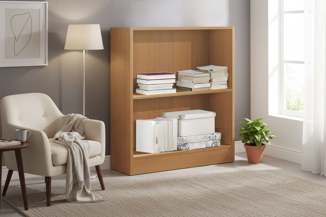 Two-shelf unit in cherry wood finish - 82 cm long x 33 cm deep x 90 cm high GMBR46327