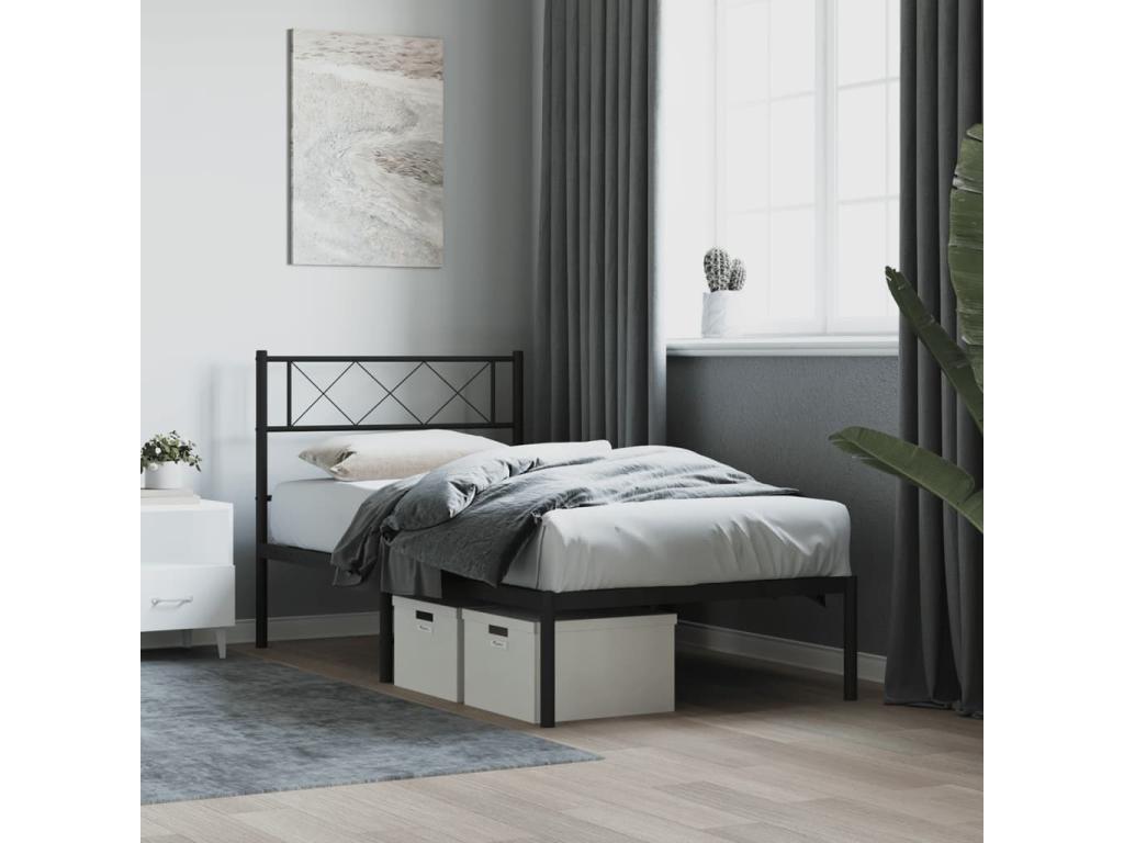 Metal bed frame with black headboard 90x200 TYMH98478