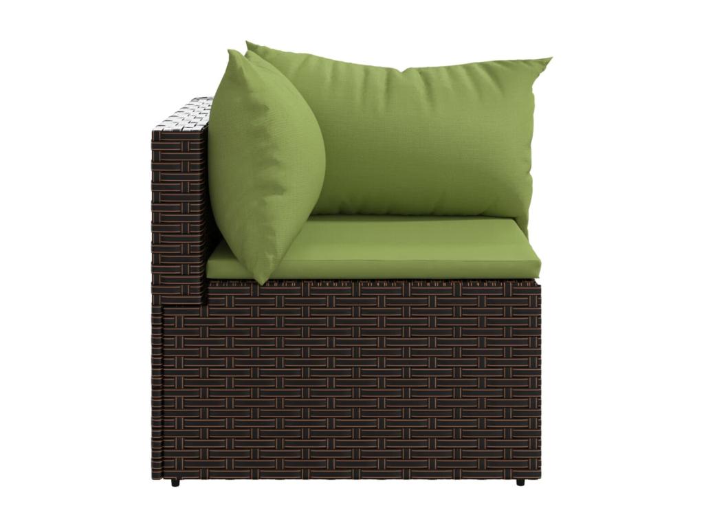 Garden corner sofas and cushions, 2 pieces, brown woven resin, GFDU61266