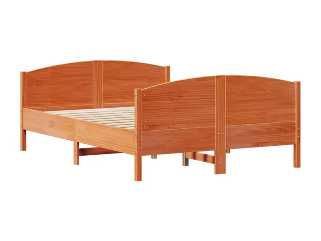 Bed frame without mattress brown wax 140x190cm solid pine wood ONFT18374