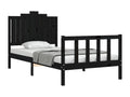 Black bed frame and headboard 100x200 cm solid wood IXAO76046