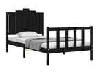 Black bed frame and headboard 100x200 cm solid wood IXAO76046