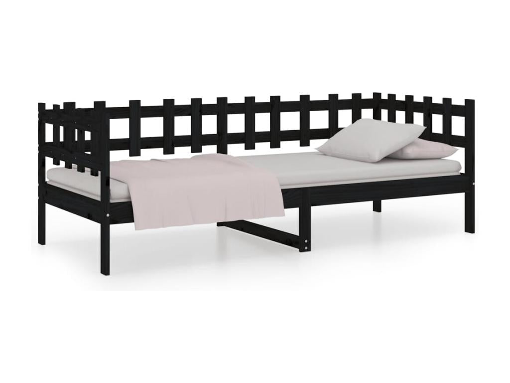 Black Daybed 90x200 cm Solid Pine Wood TFPN27646