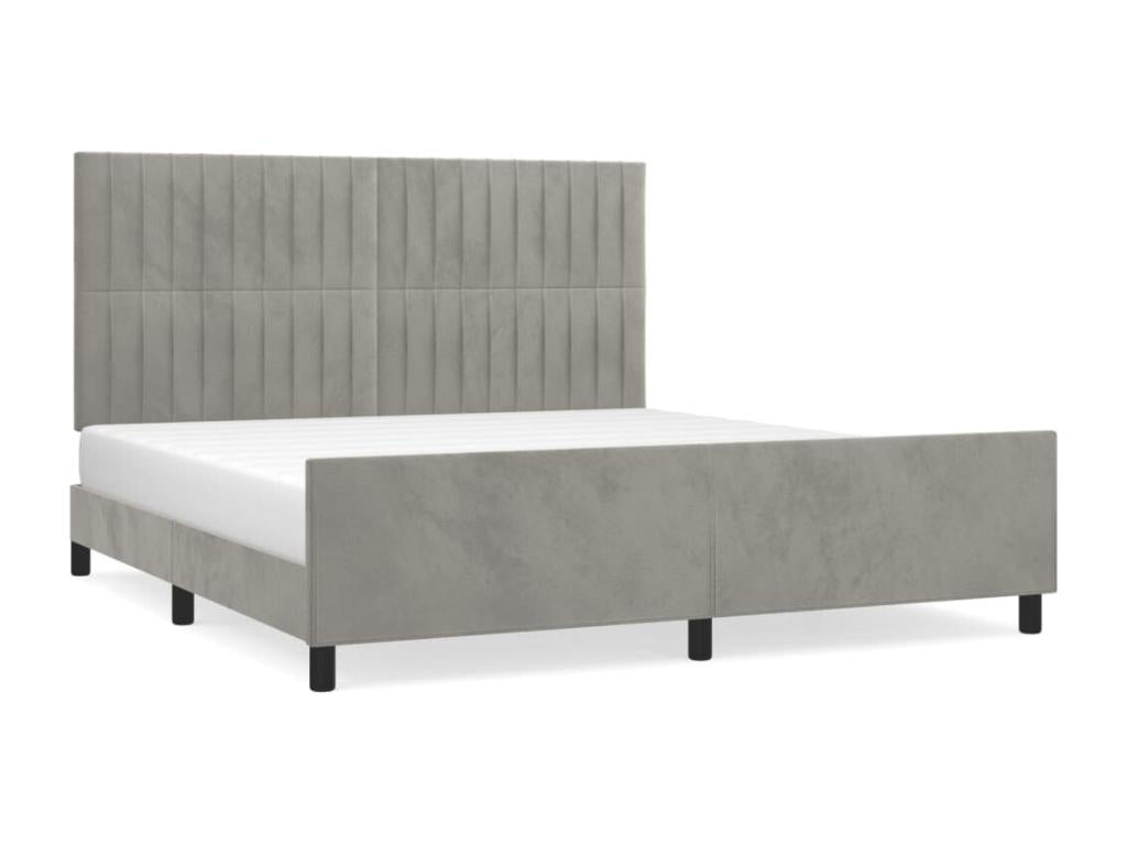 Bed frame with headboard, light grey, 160x200 cm, velvet, PVTO87170