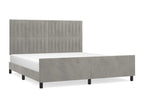 Bed frame with headboard, light grey, 160x200 cm, velvet, PVTO87170
