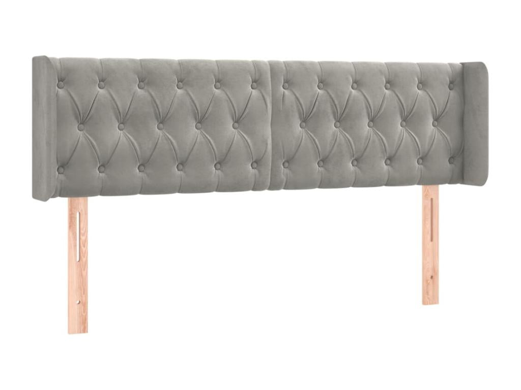 Headboard with wings, light grey, 163x16x78-88 cm, velvet, NWLN61411