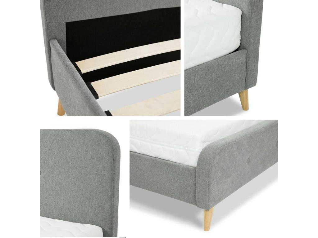 Boisona 350 Double Bed, Light Brown, 160x200cm, Upholstered, Slatted Base, 166x215x94cm, EBRB16218