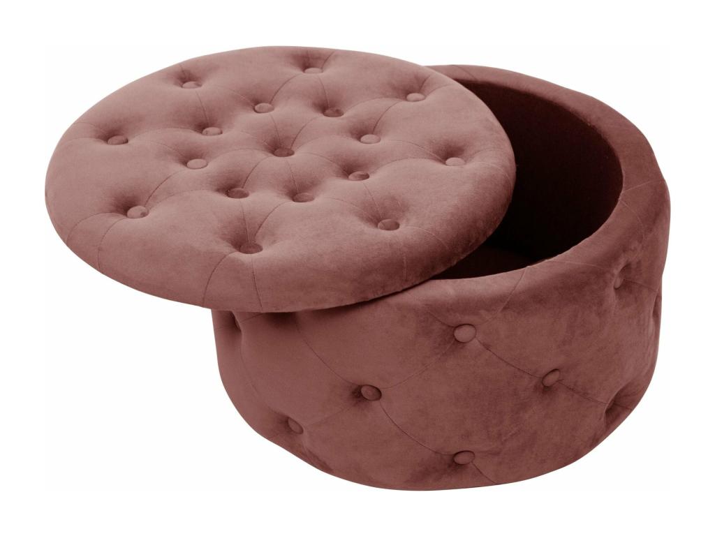 Storage Ottoman with Quilted Lid Boisona Pink Velvet 55x30x55cm WGJM03429