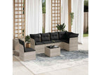 7-piece garden furniture set with cushions, light grey woven resin VAFB78880